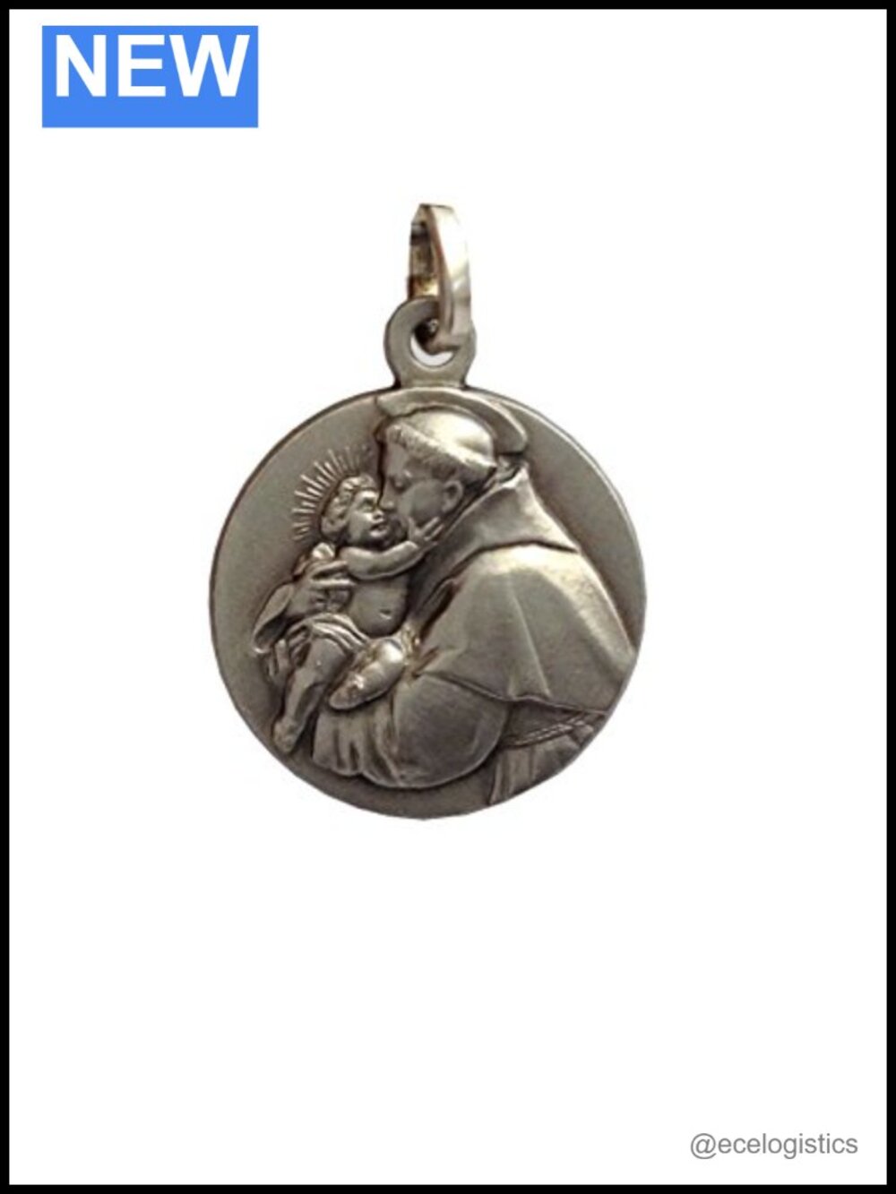 925 Sterling Silver Saint Anthony of Padua Medal Pendant Religious Charm